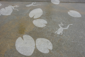 Hydrophobic designs on concrete.