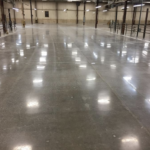 Polished concrete floor in a warehouse