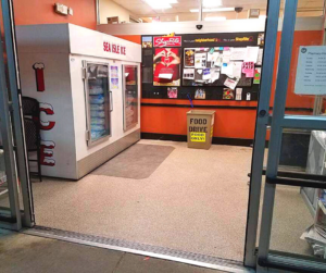 Commercial Flake Flooring in the entryway of a local grocery store
