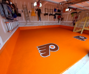A Philadelphia Flyers themed single-color orange Flake Floor