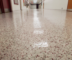 Flake Flooring in commercial hallway