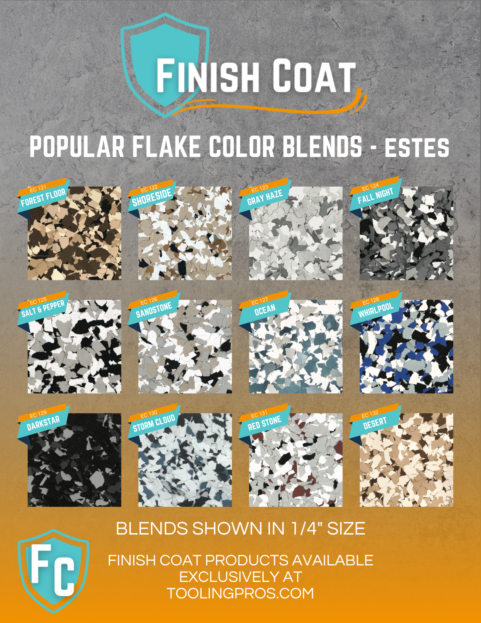 Finish Coat Flake Color Chart ft. Estes Brand Flake