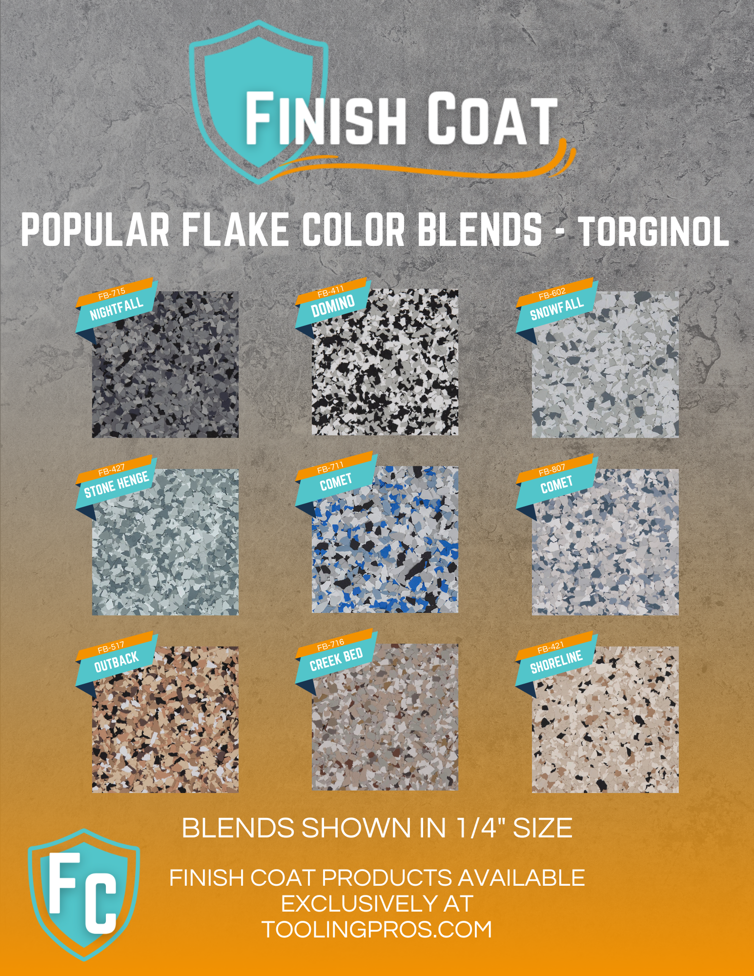 Finish Coat Flake Color Chart ft. Torginol Brand Flake