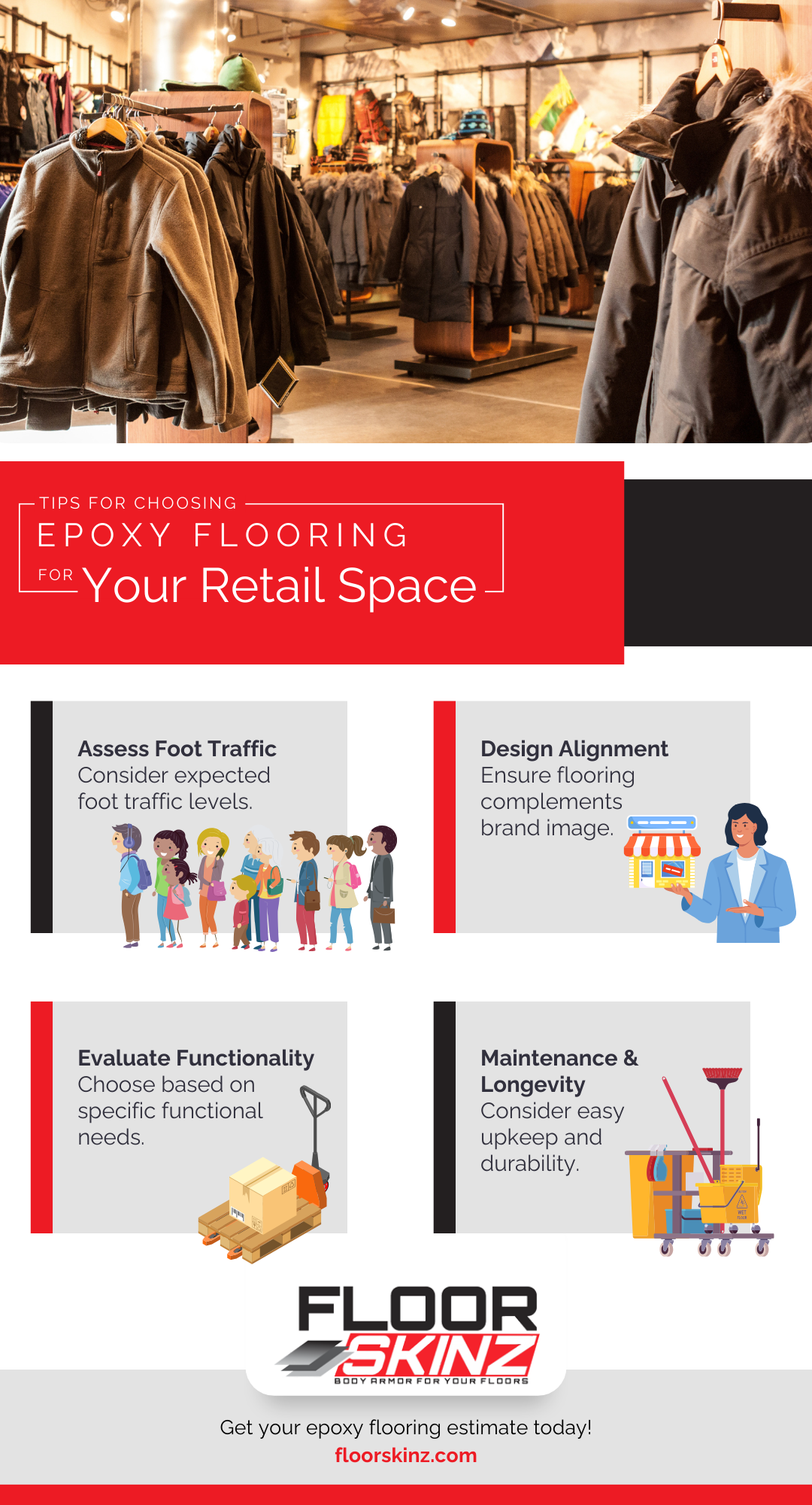 infographic about tips for choosing epoxy flooring for retail space